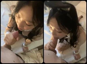 Thỏ con nứng thích bú cây hàng to